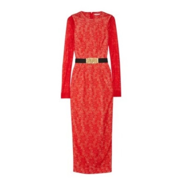 Alessandra Rich Red Lace Bodycon Maxi Dress | S - Picture 8 of 9